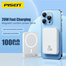 Banques d'alimentation pour téléphone portable PISEN Power Bank 10000mAh 20W magnétique sans fil Charge rapide Powerbank pour iPhone 13 12 14 Mini Pro Max batterie externe Portable L230728