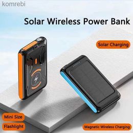 Banques d'alimentation pour téléphone portable Banque d'énergie solaire magnétique portable pour batterie Magsafe Mini chargeur sans fil Powerbank 5000mAh avec lumière LED 5V2A Qi étanche L240111