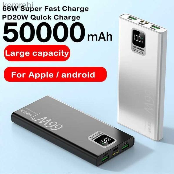 Banques d'alimentation pour téléphone portable Banque d'alimentation 50000mAh avec sortie USB 66W Charge rapide Powerbank Batterie externe pour iPhone Huawei Samsung PowerbankL240111