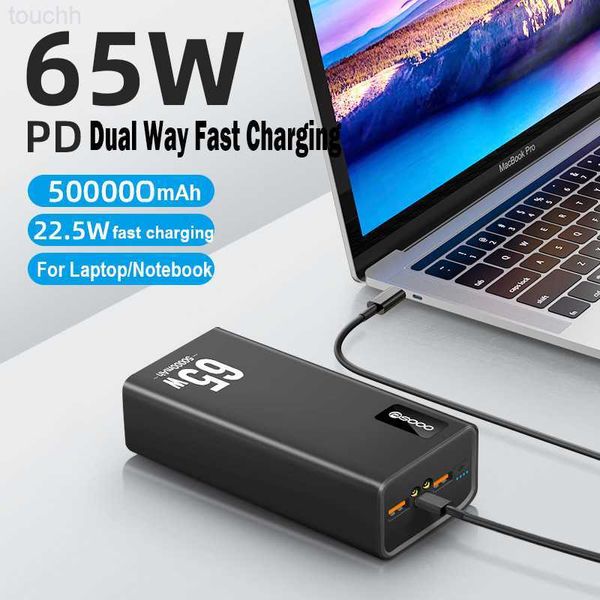 Bancos de energía para teléfonos celulares Banco de energía 50000mAh 65W Tipo C PD Powerbank de carga rápida bidireccional para iPhone 14 Xiaomi Huawei Samsung Laptop Notebook Tablet Mac L230824