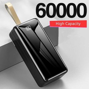 Banques d'alimentation pour téléphone portable Banque d'alimentation 60000mAh Chargeur portable 4 USB Poverbank 60000 mAh Batterie externe Power Bank Powerbank avec lampe de poche LED L230728