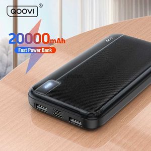 Mobiele telefoon Power Banks QOOVI 20000 mAh Power Bank Externe grote batterijcapaciteit Draagbare oplader PowerBank Snel opladen voor 15 Samsung