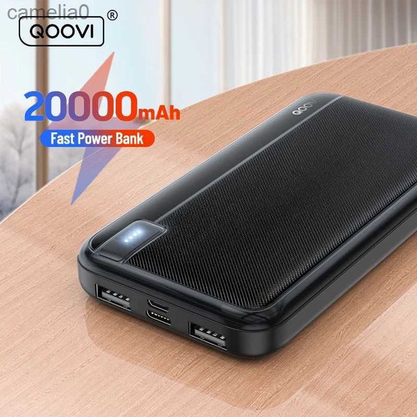 Bancos de energía para teléfonos celulares QOOVI 20000mAh paquete de energía batería externa de gran capacidad cargador portátil paquete de energía carga rápida adecuado para iPhone 15 SamsungC24320