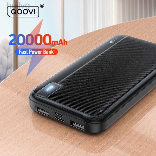 Teléfono celular Banks Qoovi 20000mAh Power Bank Capacidad de batería grande externa Cargador portátil PowerBank Carga rápida para iPhone 15 Samsung 2443