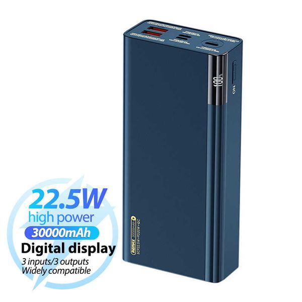 Banques d'alimentation pour téléphones portables Remax Rejoignez-nous 225W QC PD Big 3 Ports Externe Charge Rapide Powerbank Polymère Batterie Power Bank 30000Mah Chargeur J230217