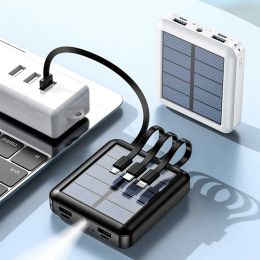 Banques d'alimentation pour téléphone portable Banque d'alimentation solaire 20000mAh PowerBank de charge portable avec câble Mini PoverBank Chargeur de batterie externe pour Mi 9 iPh