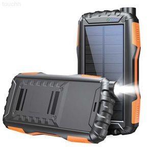 Mobiele telefoon Power Banks Solar Power Bank 42800MAH PD 18W snellaad PowerBank voor iPhone 14 13 Samsung Huawei Xiaomi Poverbank met LED Camping Light L230728