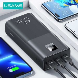 Bancos de energía para teléfonos celulares USAMS 65W Power Bank 30000mAh PD Quick Charge SCP FCP Powerbank Cargador de batería externo portátil para teléfono Laptop Tablet Mac J230217