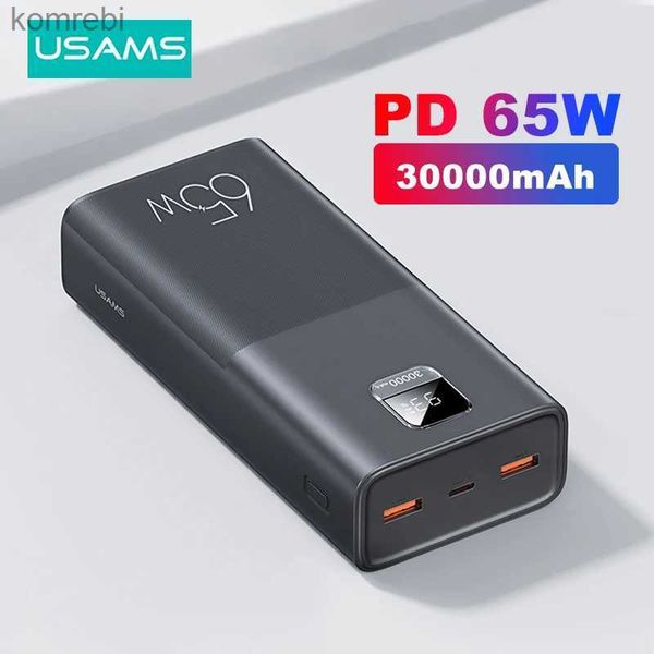 Banques d'alimentation pour téléphone portable USAMS 65W banque de puissance 30000mAh PD Charge rapide SCP Powerbank chargeur de batterie externe Portable pour téléphone Portable TabletL240111