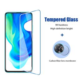 Protecteurs d'écran de téléphone portable 2in1 verre pour xiaomi Poco F3 protecteur d'écran pour Xiaomi Poco F2 Pro X3 NFC Film d'objectif de caméra peu