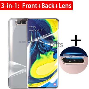 Protecteurs d'écran de téléphone portable 3-en-1 écran arrière film hydrogel protecteur d'objectif de caméra pour Samsung Galaxy A80 A8 Plus 2018 A90 A 80 a8plus protecteur pas de verre x0803