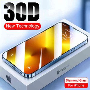 Protectores de pantalla para teléfonos celulares 30D Diamond Tempered Glass para iPhone 14 13 12 11 Pro Max Protector de pantalla en Iphone X XR XS 7 8 Plus SE 14 13 Plus Mini Glass T220921