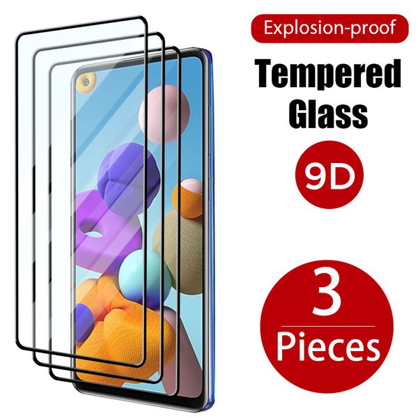 Protectores de pantalla para teléfono móvil, cubierta completa de vidrio templado para Samsung A71, A21S, A12, A31, A41, A42, Protector de pantalla para Samsung A51, A50, 3 uds.