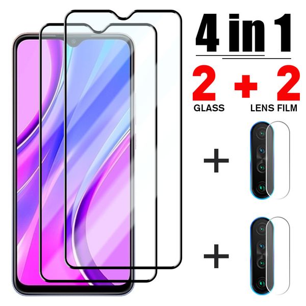 Protecteurs d'écran de téléphone portable 4 en 1, en verre trempé pour Redmi Note 10 9 8 7 Pro 10 9 8 9S 10S, protecteur d'écran d'appareil photo