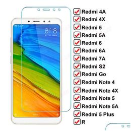 Protecteurs d'écran de téléphone portable 9D Fl Sn Verre de protection sur Redmi Note 4 4X 5 5A 6 Pro pour 4A Plus 6A S2 Go 7A Film trempé Drop Deli DHLDZ