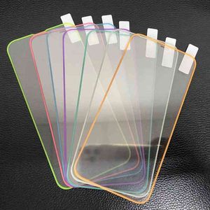 Protectores de pantalla del teléfono celular Protectores de pantalla luminosos de color para iPhone 12 11 14 Pro Max 13 Mini XR X XS 7 8 Plus Película protectora de vidrio templado brillante T220921