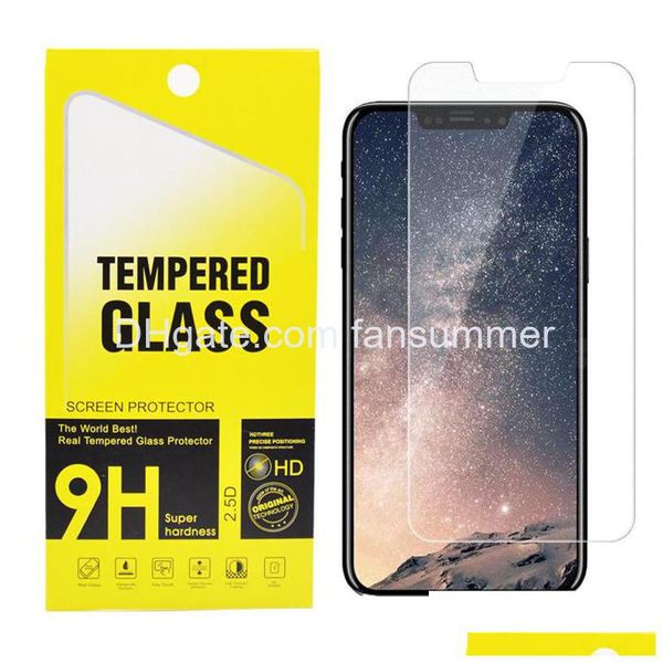 Protégeurs d'écran de téléphone portable pour 12 11 Mini Pro Max XS XR 8 Plus Temperred Glass SN Protector 2.5D 9H avec package Drop Livrot Phon Dhzxm