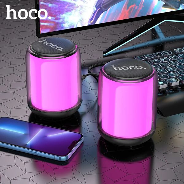 Teléfono celular Sers HOCO Computadora PC Caja de sonido HIFI Micrófono estéreo USB con cable 35 mm Audio RGB Luz de color para escritorio 231101