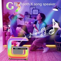 Luidsprekers voor mobiele telefoons Bluetooth-luidspreker Wekkerdisplay 15 W Draadloos opladen Desktop Home Decor Kleurrijk Sfeer Licht Creatief cadeau voor kinderen 231018