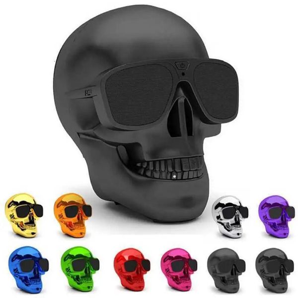 Haut-parleurs de téléphone portable Cool Skull Outdoor Bass Speaker Mini haut-parleur portable Radio Boîte à musique sans fil Bluetooth Haut-parleur Cadeau d'anniversaire 231206