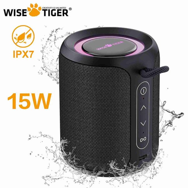 Altavoces para teléfonos móviles Relojes de mesa de escritorio WISETIGER P1S Altavoz impermeable IPX7 Mini caja de sonido portátil Bass Boost TWS Emparejamiento dual BT53 Altavoz inalámbrico de 15 W para exteriores