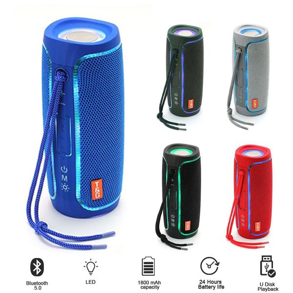 Haut-parleurs de téléphone portable LED 1800mAh Bluetooth haut-parleur TG288 IPX6 étanche double basse colonne AUX TF USB haut-parleur sans fil pour smartphones PC ordinateurs portables 231206