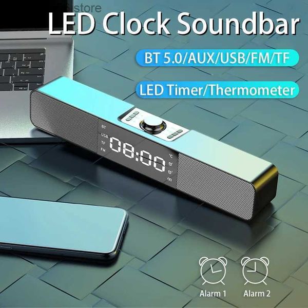 Altavoces para teléfonos móviles Barra de sonido LED TV Altavoz Bluetooth Altavoces inalámbricos portátiles Reloj USB Potente Barra de sonido de graves BoomBox AUX HIFI TF Radio FM T231026