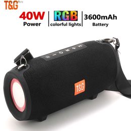 Mobiele telefoonluidsprekers T G TG322 PMPO MAX 40W draagbare Bluetooth-luidspreker 3600mAh RGB LED-licht Draadloos waterdicht Buiten Subwoofer Stereoluidspreker Q231117