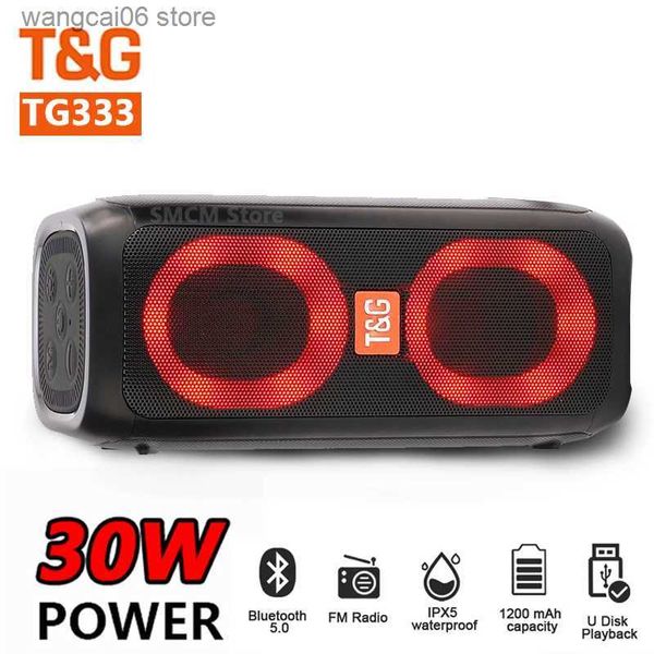 Haut-parleurs de téléphone portable TG333 30W puissance caixa de som haut-parleur Bluetooth sans fil double haut-parleurs caisson de basses extérieur lumières colorées rvb avec Radio FM TFcard T2310