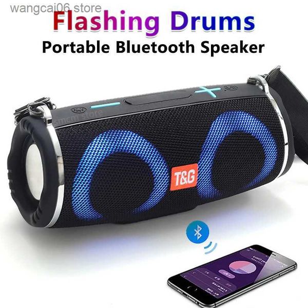 Haut-parleurs de téléphone portable TG642 Bluetooth haut-parleur portable sans fil colonne colorée lumière LED petits tambours caisson de basses étanche extérieur Boombox TF USB FM T231026