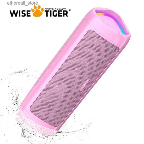 Haut-parleurs de téléphone portable WISE TIGER Haut-parleur triangulaire rose Bluetooth Boîte de son portable extérieure 10W BT5.3 TWS Haut-parleur 24 heures de lecture avec lumière RVB Q231117