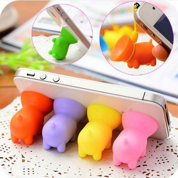 support de téléphone portable pour bureau petit cochon en caoutchouc coloré avec ventouse support de téléphone portable universel pour apple samsung LG Huawei 100 pcs/pack