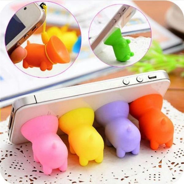 support de téléphone portable pour bureau petit cochon en caoutchouc coloré avec ventouse support de téléphone portable universel pour Apple Samsung LG Huawei 100pcs / pack Gnbh