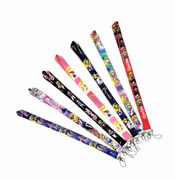 Sangles de téléphone portable Charms 20pcs Lanyard Id Badge Holder Key Neck Strap Cartoon Anime Japon Nouveau Design garçon fille Cadeaux petit gros # 010