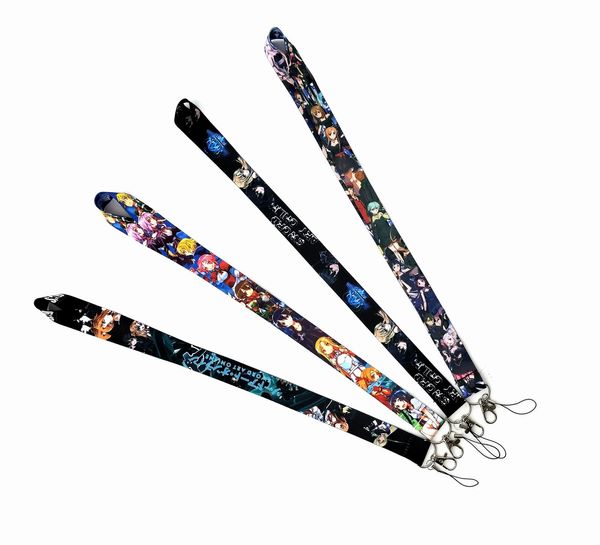 Sangles de téléphone portable Charms 600pcs Japon Sword Art Online Longe de bande dessinée Porte-clés Carte d'identité accrocher la corde Sling Neck strap Pendentif garçon fille Cadeaux Prix d'usine en gros # 20