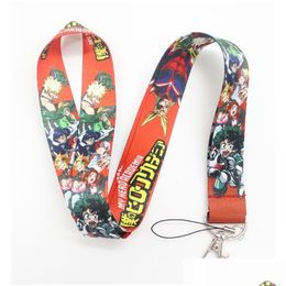 Sangles de téléphone portable Charms Sangles de téléphone portable Charms En gros 20Pcs My Hero Academia Lanyard Porte-clés Carte d'identité Hang Rope Sling Neck St Dhpvk