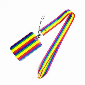 Mobiele telefoonbanden charms kleurstrepen homoseksualiteit lanyard voor sleutels koele nekband camera fluitsignaal id badge linten geschenken decoratie cadeau groothandel