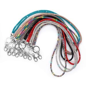 Correas para teléfono móvil, dijes, llavero para coche móvil, colgante de diamante, redondo, cristal brillante, correa para el cuello con cuerda colgante, cadena para mujer, identificación, Clip, collar, cordón, regalo