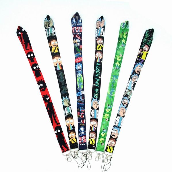 Sangles de téléphone portable Charmes en gros 20pcs Cartoon Lanyard Clip de sangle de cou Bande noire pour carte d'identité de clé de voiture Porte-badge de téléphone portable # 32