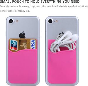 Telefoon Wallet Card Holder Mobile Pocket Adhesive Silicone Card Sleeve compatibel voor iPhone Samsung Android en alle smartphones