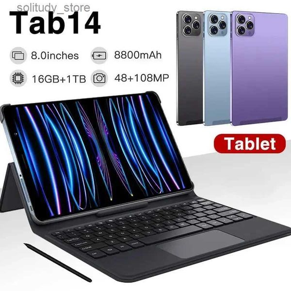 Teléfonos celulares 2024 Nueva tableta Pad Tab14 Tableta Android de 8.0 pulgadas 16G + 1TB 8800mAh PC 108MP Global 5G Tarjeta SIM dual Q240312