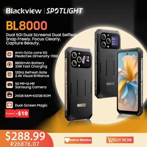 Mobiele telefoons Blackview BL8000 5G Stevige smartphone 6,78-inch 2,4K FHD + 120Hz Scherm 24GB 512GB Telefoon 50MP 8800mAh 33W Q240312