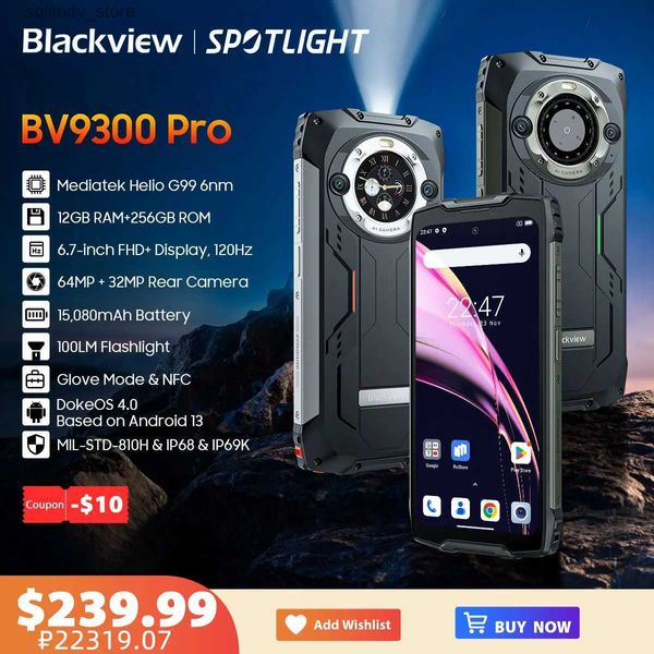 Téléphones portables Blackview BV9300 PRO Smartphone robuste Helio G99 Android 13 téléphone 8GB 12GB RAM téléphone double affichage Q240312