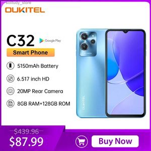 Téléphones portables Oukitel 4G C32 smartphone 6.517 8GB + 128GB 5150mAh téléphone 20MP appareil photo téléphone Q240312