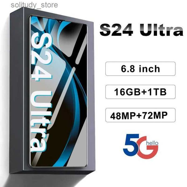 Teléfonos celulares Smartphone S24 Ultra 5G Celular Global Teléfono móvil Desbloqueo 4G Tarjeta SIM dual 6800mAh 16GB + 1T Teléfono Android 48MP + 72MP Q240312