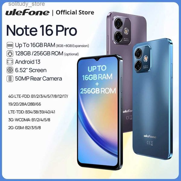 Teléfonos celulares Ulefone Note 16 Pro Hasta 16GB RAM 256GB ROM Android 13 Teléfono global Cámara de 50MP 6.52 pulgadas 4400mAh G 4G Celular Q240312