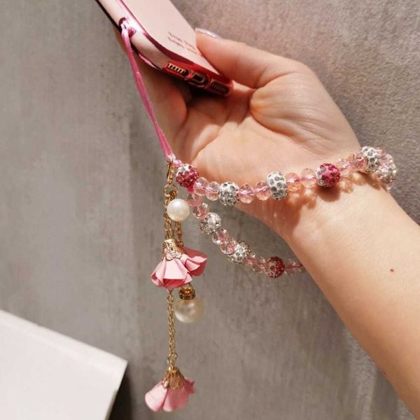 Correas para móviles, dijes, cadena de flores ostentosas, cordón móvil, correa para la muñeca, cadena de mano para mujer, funda para celular corta antipérdida, cordón bonito, bolígrafo para llaves