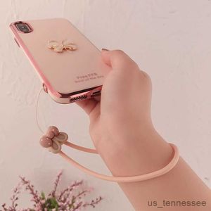 Mobiele bandjes Charms Rabbit Ear Bow Lanyard Strap Mobile Strap Lanyard Polsband Pine Rope Selfie Stick Strap Zaklamp Lanyard R230807