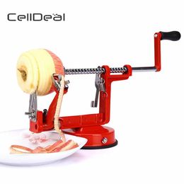 Celldeal 3 in 1 Apple Peeler Rvs Peer Fruit Peel Corer Snijden Keukensnijder Machine Peeled Tool Creative Kitchen 201123