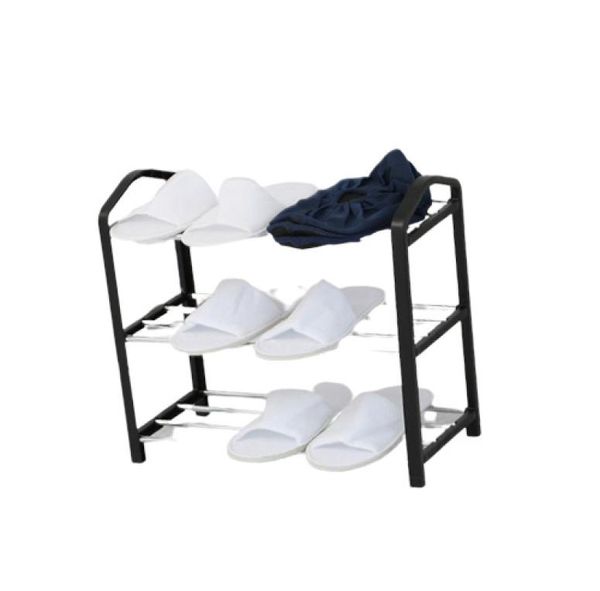 CellDeal 3 niveles Moderna zapatilla de zapato colgador de zapatos sólido Organizador de habitaciones estante de almacenamiento de dormitorio multifuncional Negro 202300415